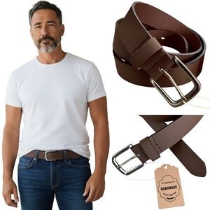 Men's Brown Leather Belt Vatan Handmade New with Tags in Box Size 40 Nice Gift